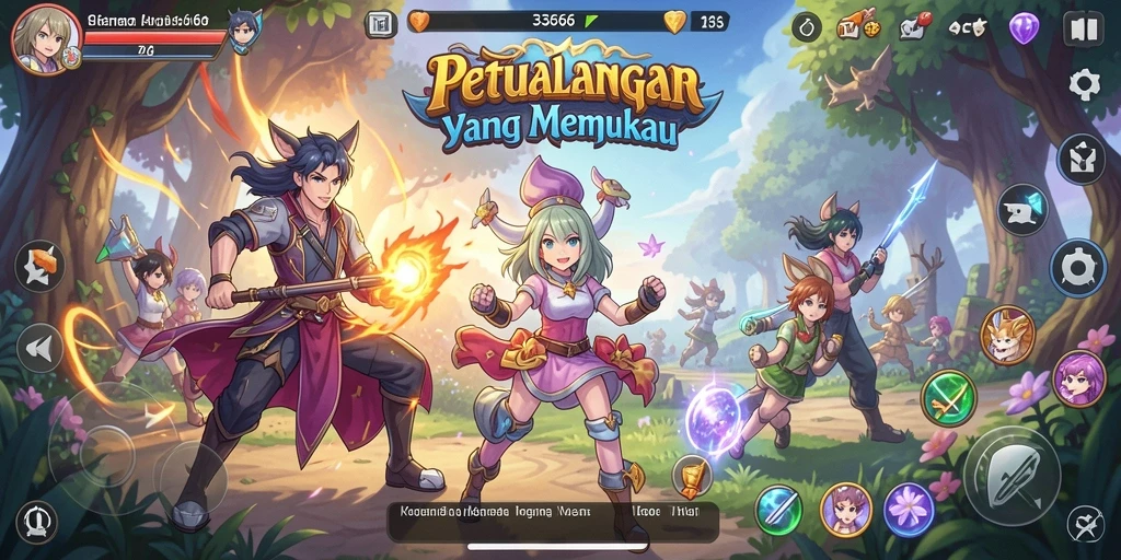 Tampilan menarik dari gameplay 333666 dengan karakter anime.