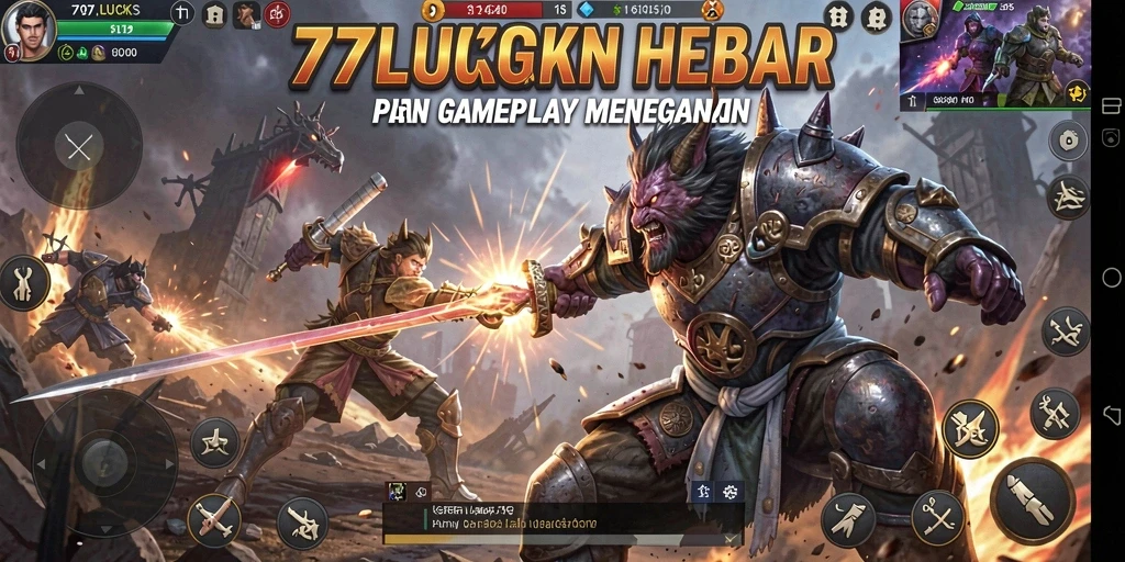 Screenshot menunjukkan pertarungan mendebarkan di dalam 77LUCKS.