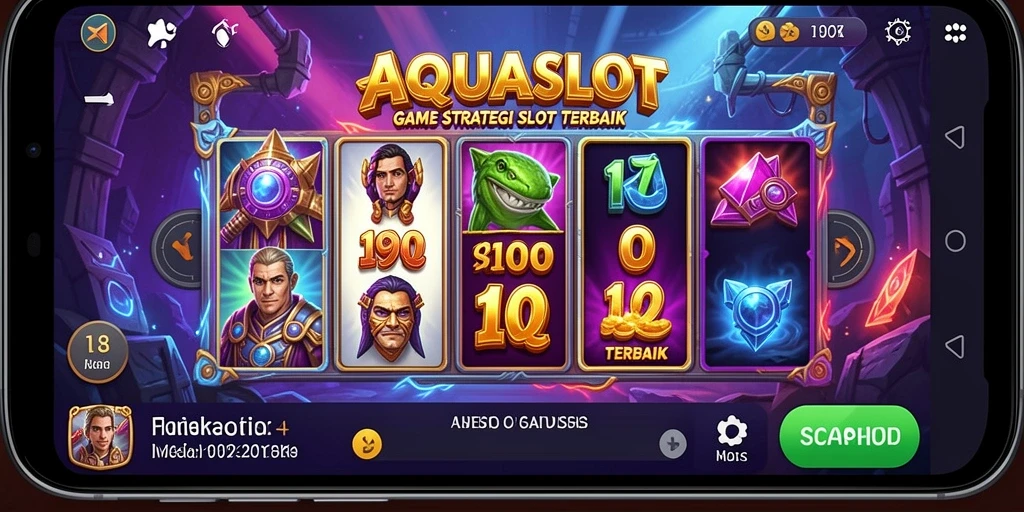 Tampilan gameplay AQUASLOT yang mendebarkan dan penuh warna.