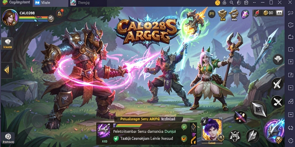 Screenshot gameplay menampilkan pertempuran seru di dunia fantastis