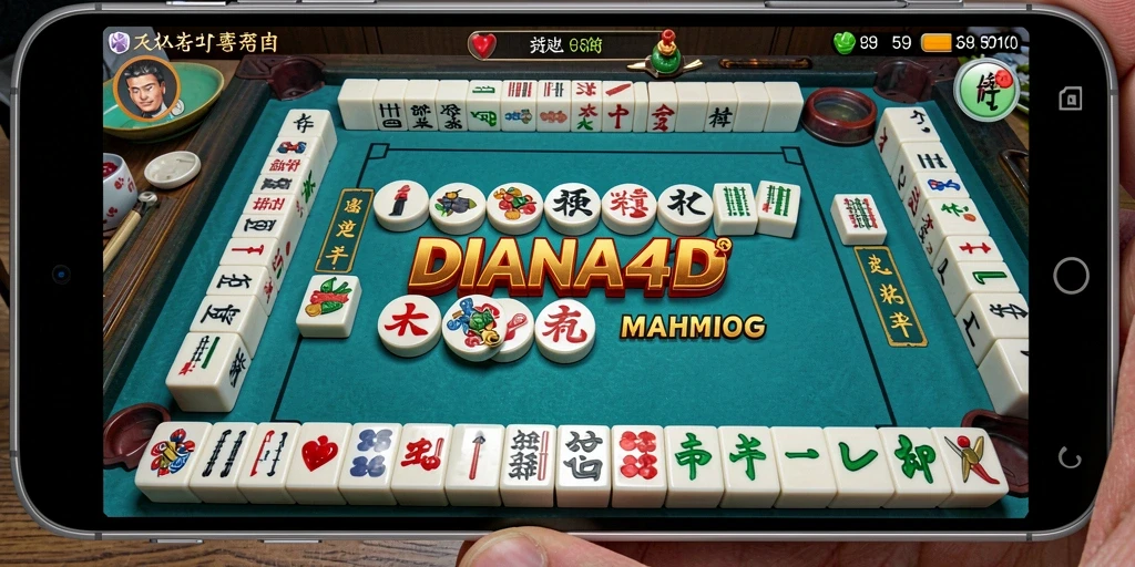 Screenshot gameplay DIANA4D menampilkan sesi permainan Mahjong yang seru.