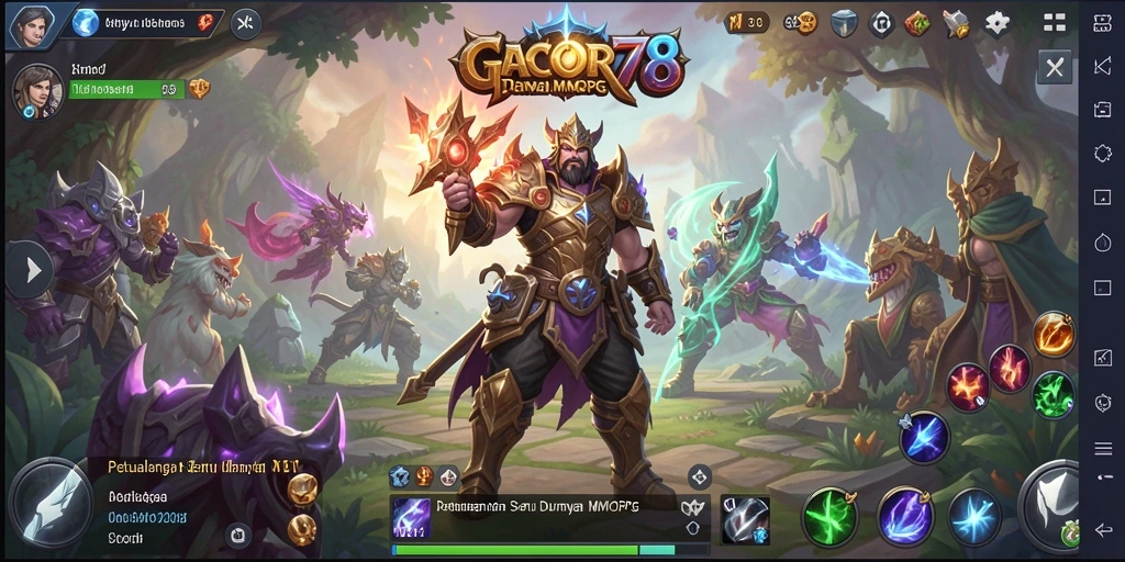Tampilan gameplay GACOR78 dengan pertempuran epik dan petualangan yang seru.