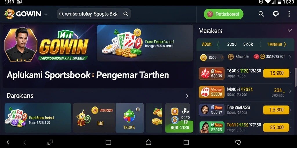 Tampilan utama GOWIN dengan berbagai pilihan taruhan olahraga.