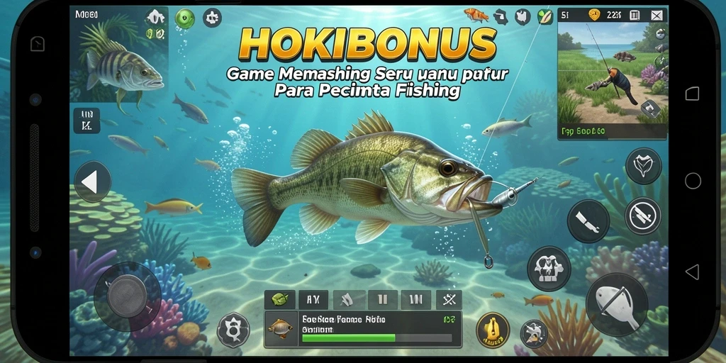 Gameplay seru HOKIBONUS yang menampilkan aksi memancing.
