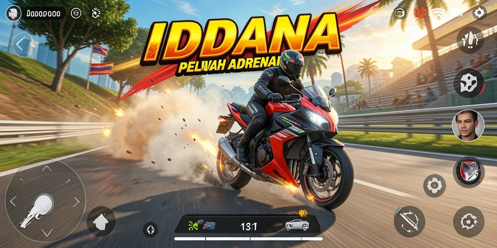 Gameplay mendebarkan dari balapan motor di INDAAA.