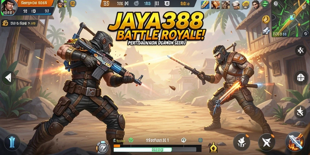Tampilan layar gameplay JAYA388 dalam pertarungan Battle Royale.