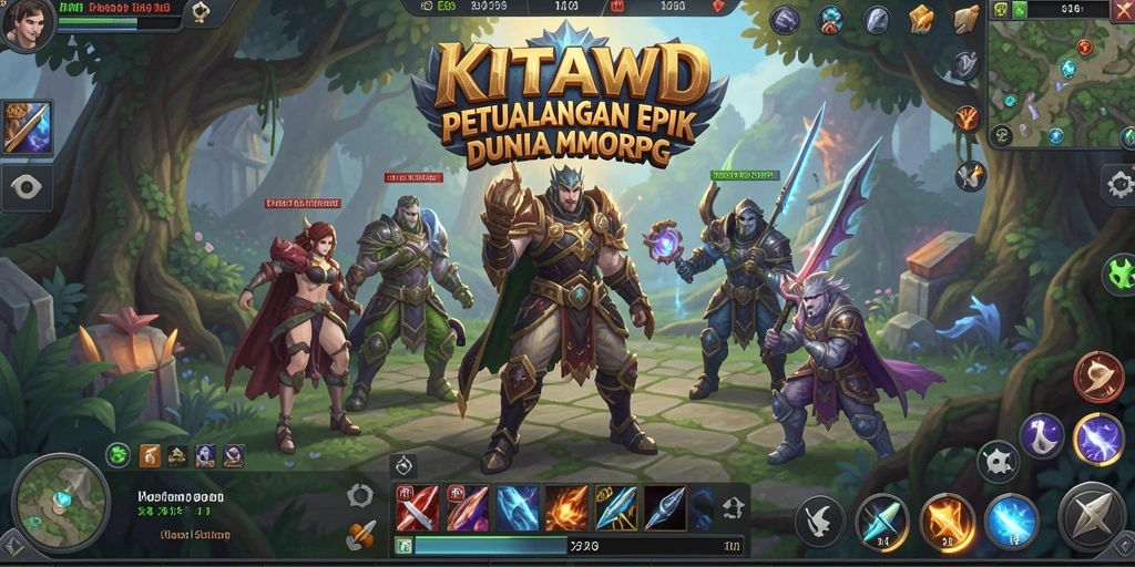 Tangkapan layar gameplay KITAWD yang menampilkan pertempuran epik di dunia MMORPG.