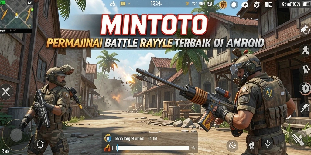 Screenshot MINTOTO menunjukkan aksi intens dalam pertempuran Battle Royale.