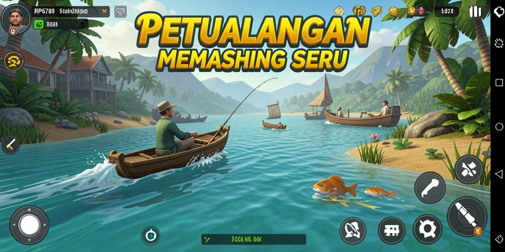 Screenshot gameplay RP6789 menampilkan aksi memancing yang mendebarkan.