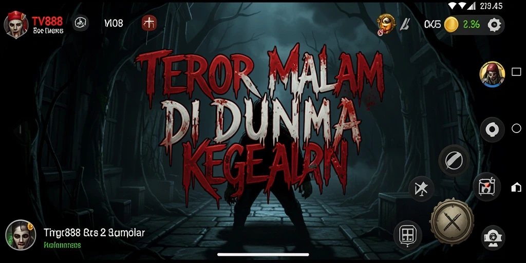 Screenshot gameplay TV888 saat menghadapi kegelapan menakutkan.