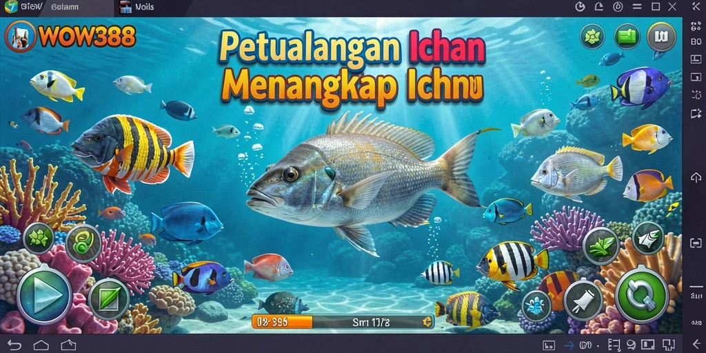 Tampilan gameplay WOW388 saat menangkap ikan di lautan.